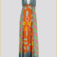 Paulien - Hand Cut Silk Hand Painted Halter Neck Dress (7424151683268)
