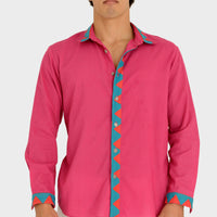 Amory - Cotton Voile Applique Shirt With Hand Carved Bone Buttons (7390310301892)