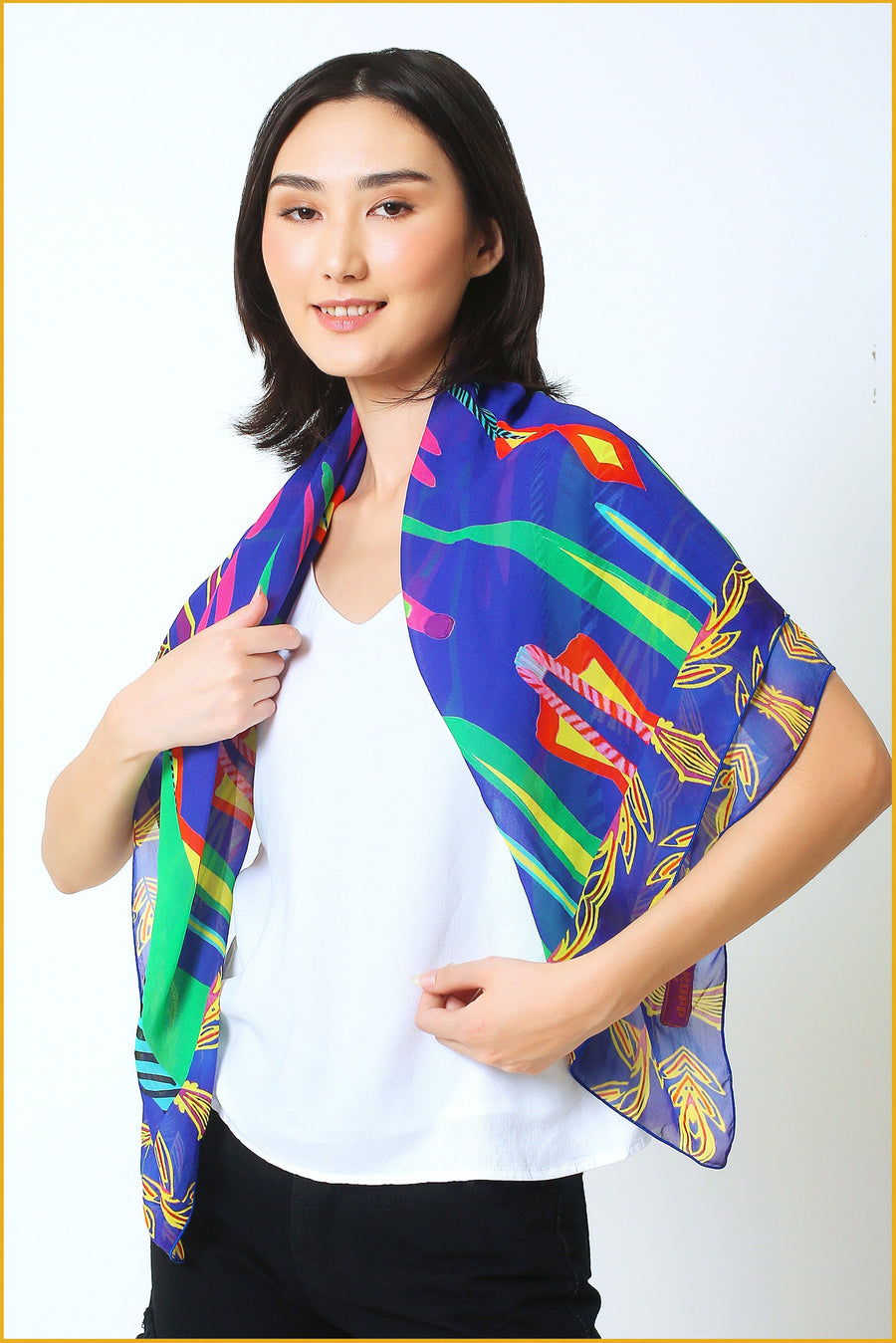 Annum - Original Alien Print Viscose Digital Georgette Square Scarf (7405474709700)