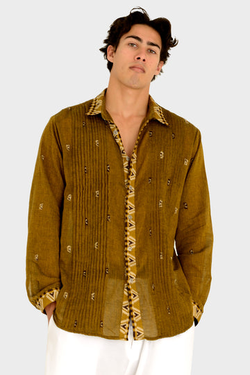 Drake - Featherlight Cotton Pintuck Shirt With Hand Carved Bone Buttons (7389345022148)