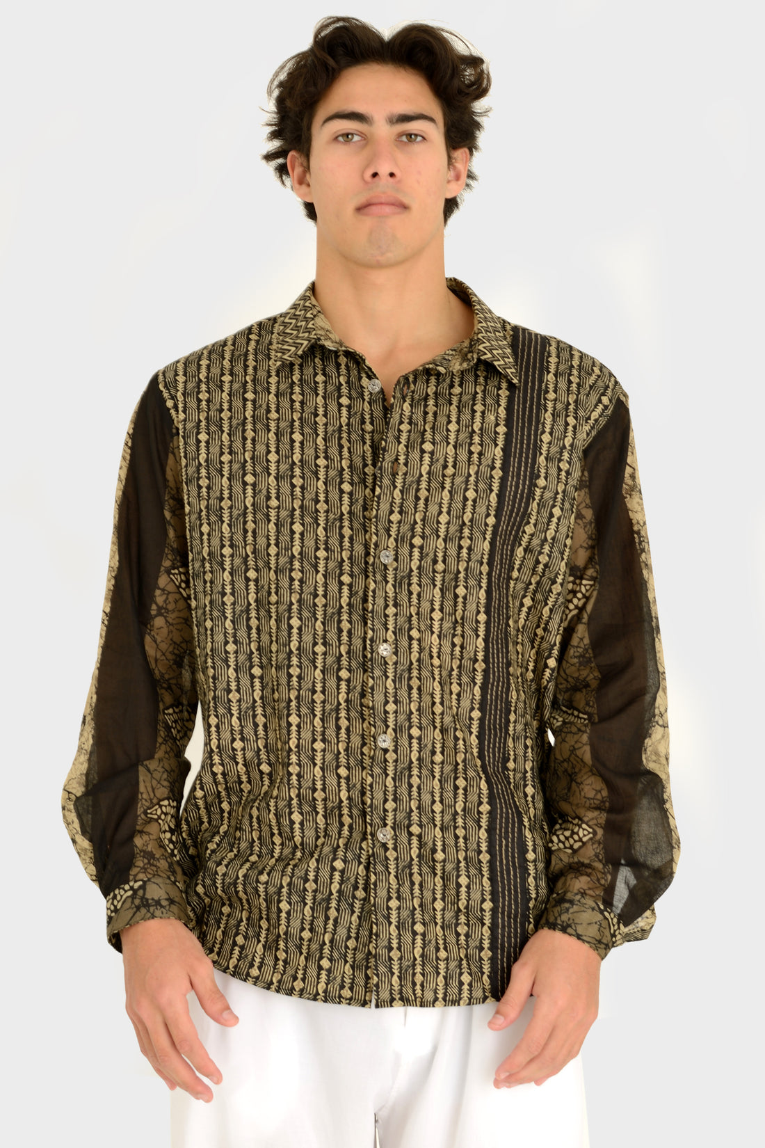 Enzo - Cotton Suit Long Sleeves Shirts With Hand Carved Bone Buttons (7390309318852)
