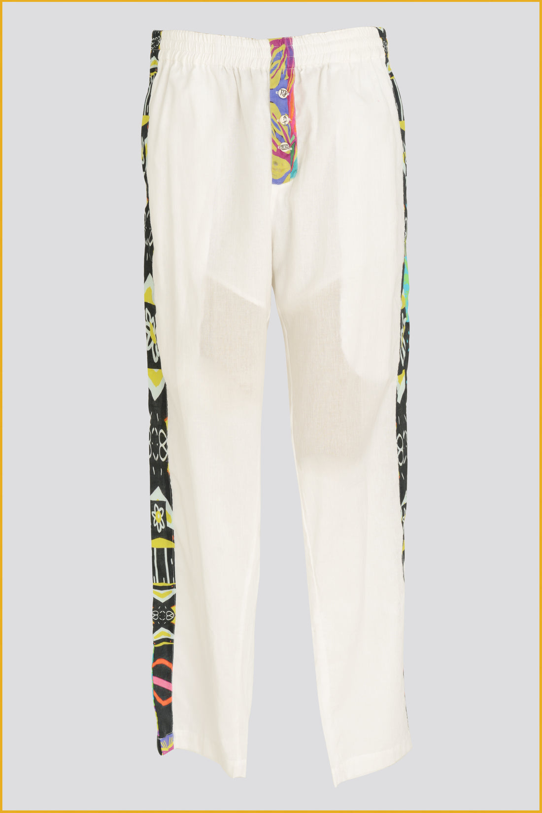 Cairo - Cotton Voile Digital Print Long Pants With Hand Carved Bone Buttons (7390322065604)