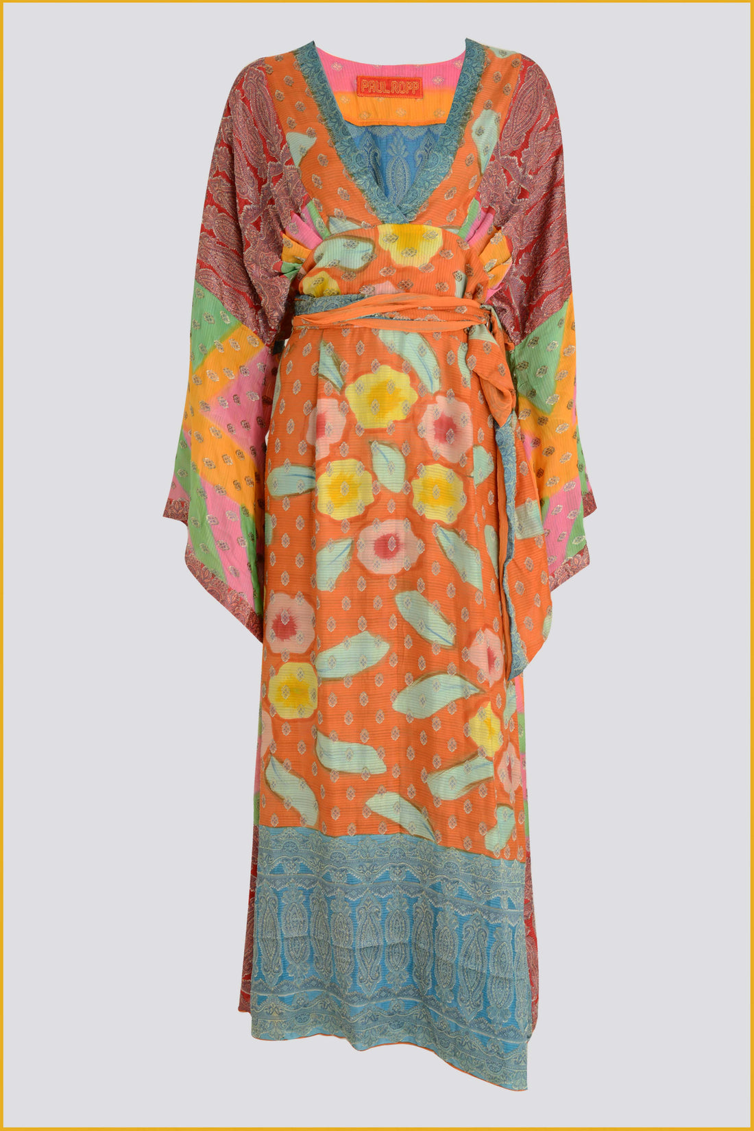 Falicia - Hand Cut Silk Hand Painted Long Dress (7392390119620)