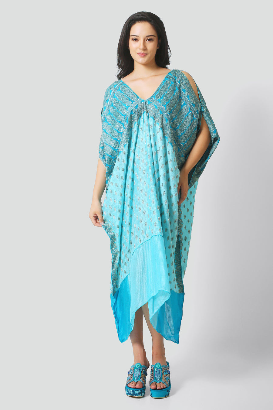 Safalina - Hand Cut Silk Degrade Long Dress (7120810475716)