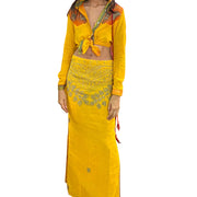 Davira - Cotton Handloom Embroidery Bead Long Skirt with Side Slits (7292738371780)