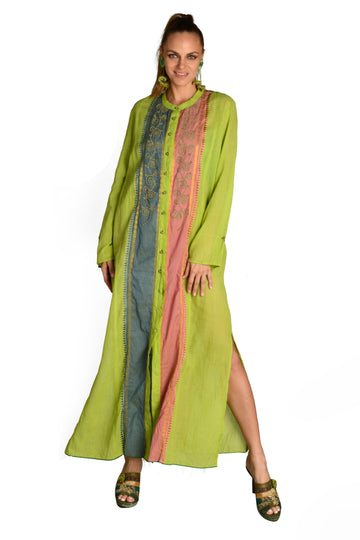 Ivana - Cotton Hand Woven and Hand Embroidered with Side Slit (7325929013444)