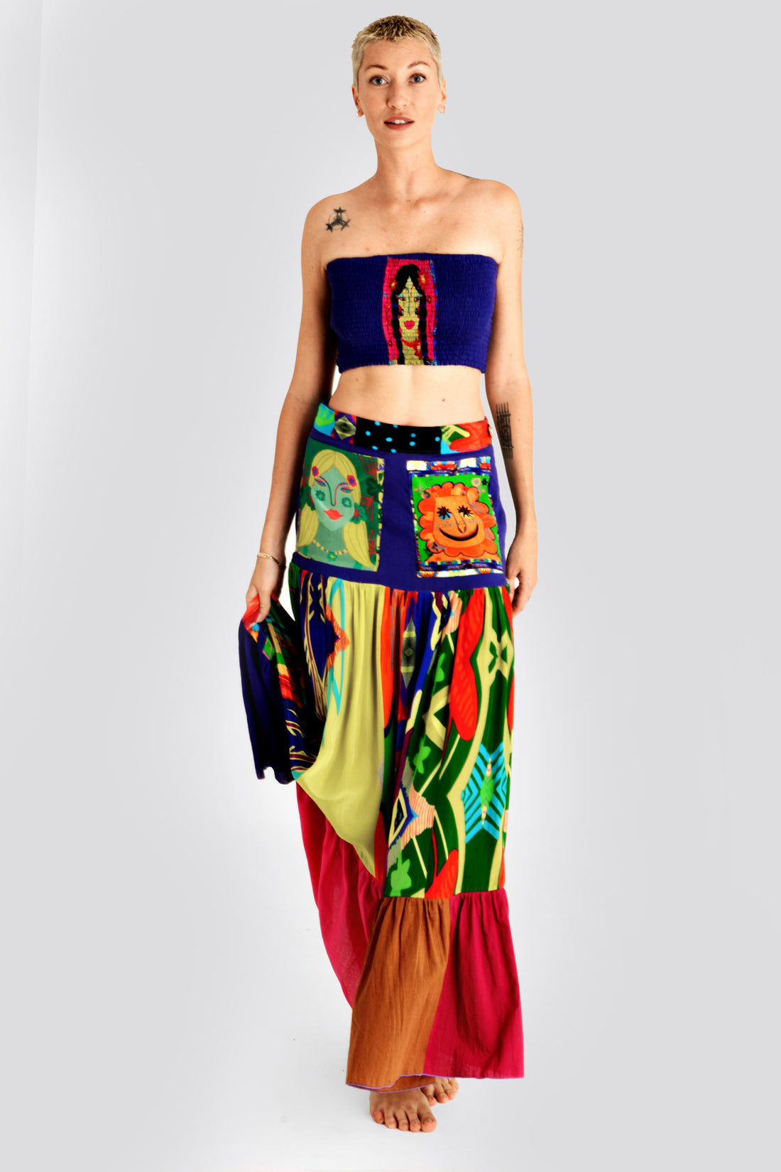 Inessa - Soft Viscose Crepe Fabric Digital Print Skirt (7365809504452)