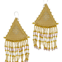 Woven Silk Pyramid Earrings with Beaded Tassels (4341485437033)