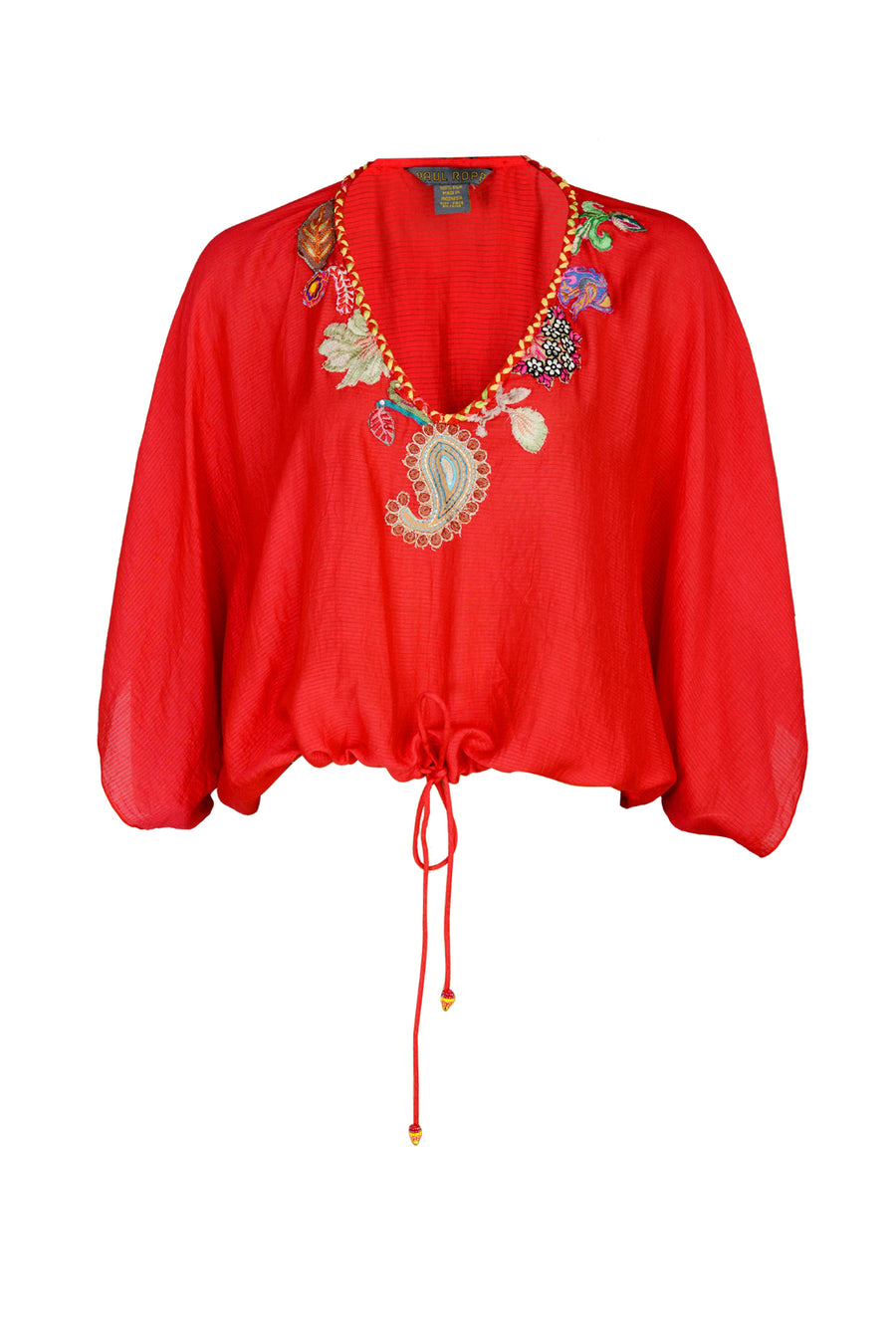 Ali Top - Woven Silk with Applique (4488608612457)