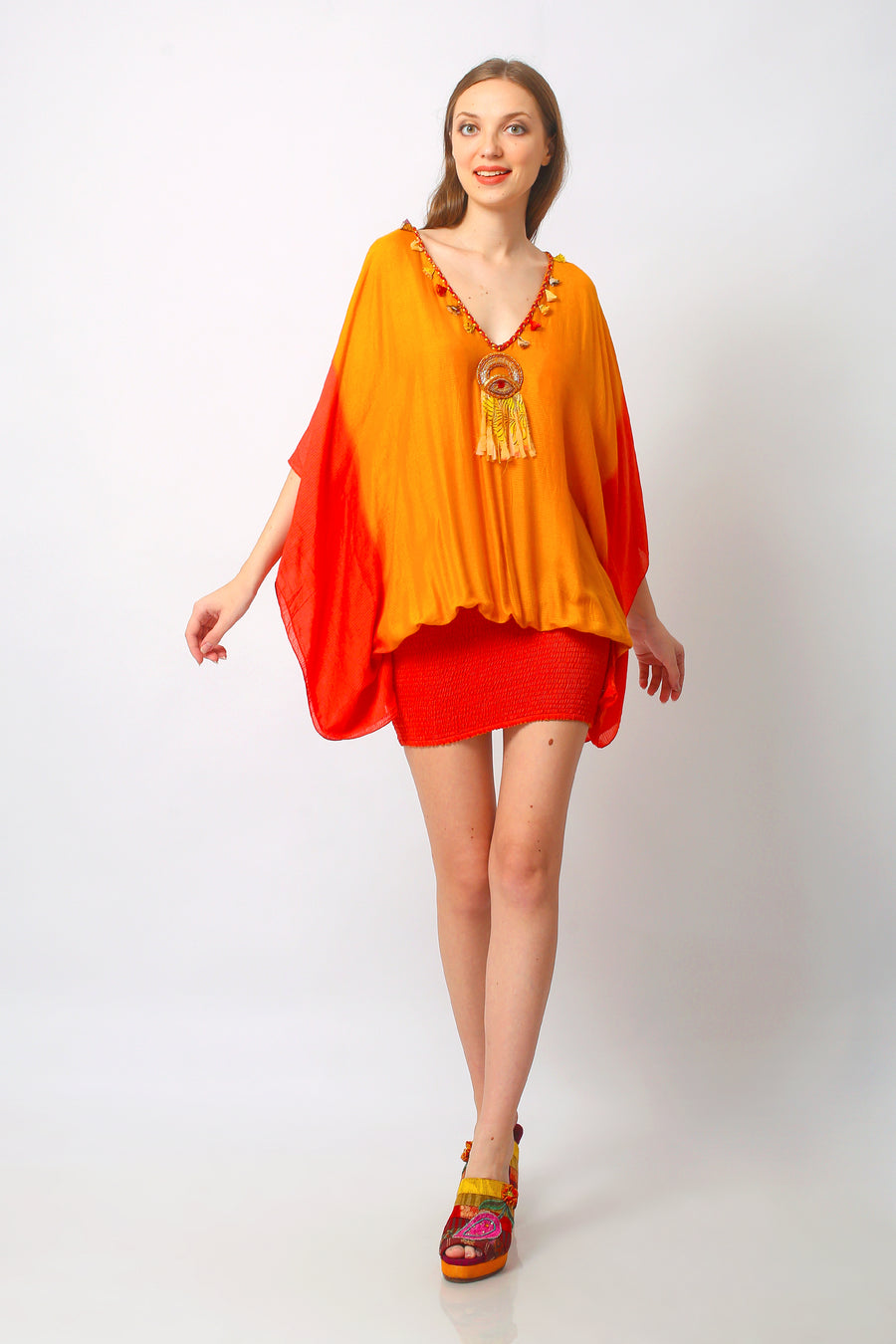 Jilian - Cotton Silk Solid Degrade Elastic Dress (7356288204996)