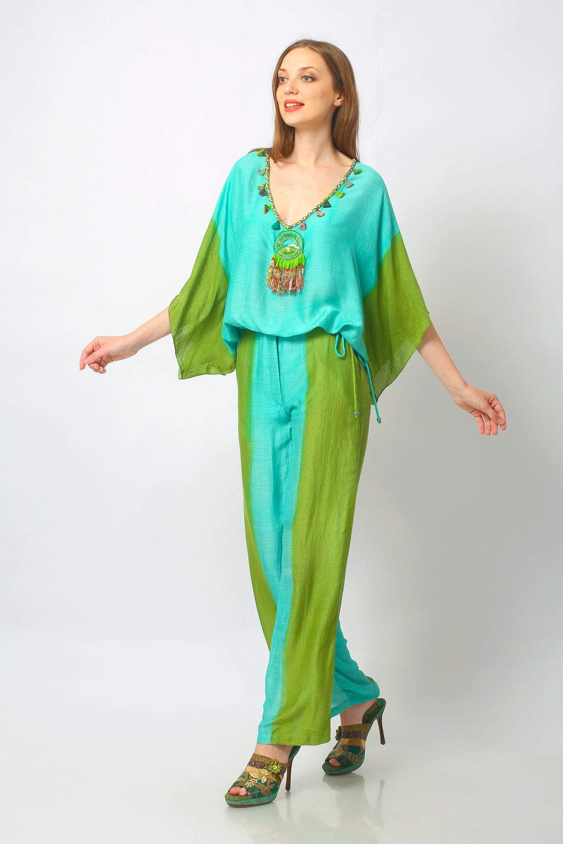 Carabella - Hand Cut Silk Degrade with Beaded Applique Top (7284756742340)