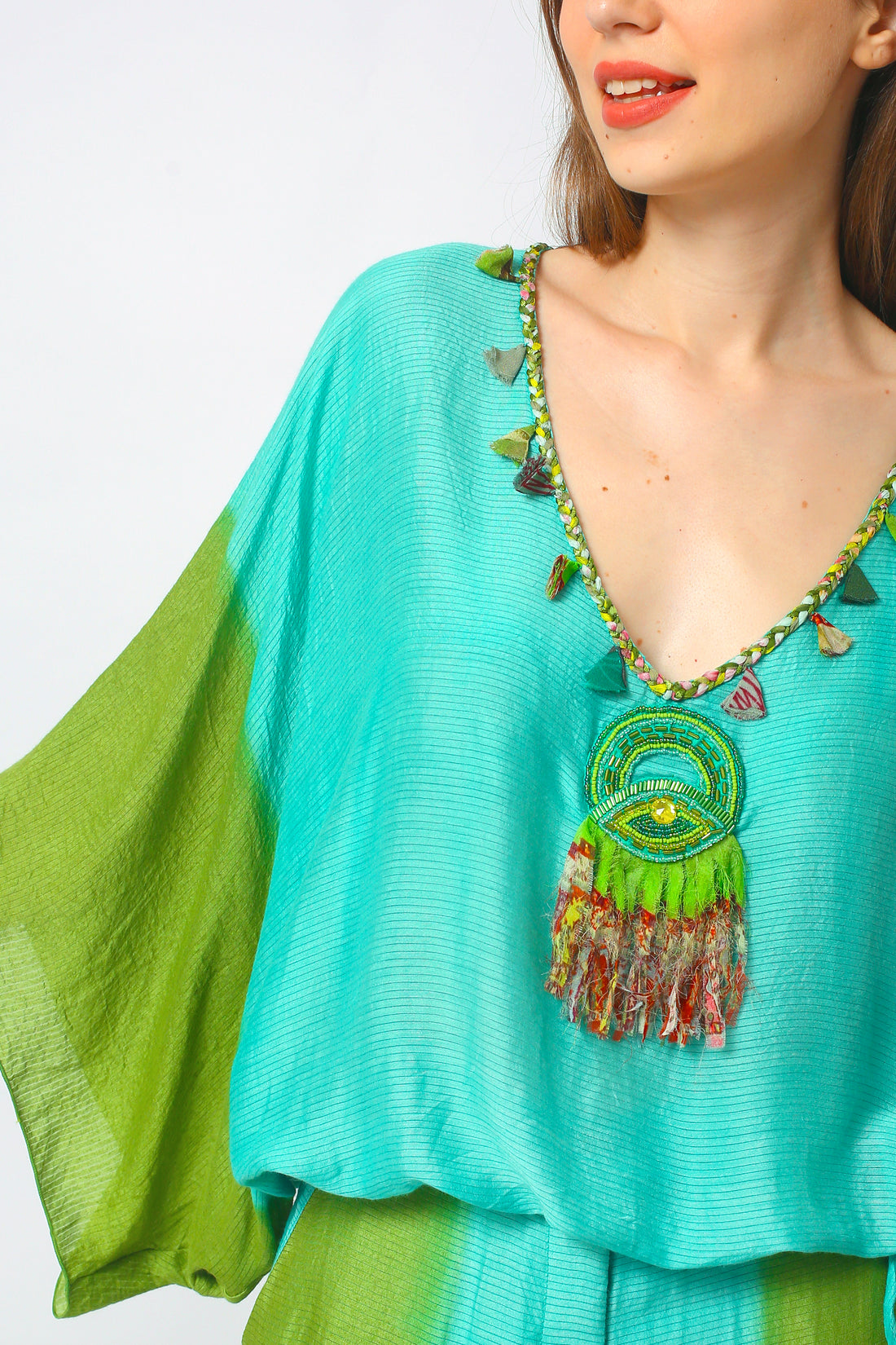 Carabella - Hand Cut Silk Degrade with Beaded Applique Top (7284756742340)