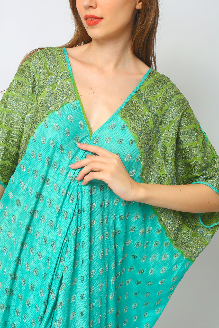 Marinka - Hand Cut Silk Degrade Kaftan Silk Dress (7356287221956)