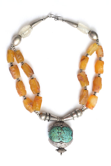 Laura Golden Beryl and Chrysocolla Turquoise Necklace (1333425143913)