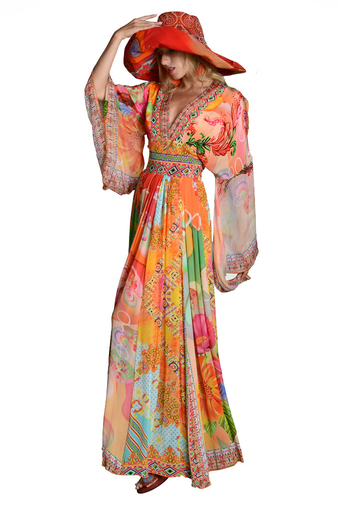 Margosha - Kimono Sleeves Long Dress (6831540764868)