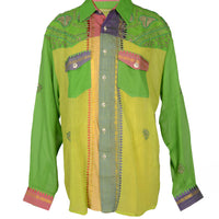 Lewin - Cotton Hand Woven And Hand Embroidered Lewin Cowboy Shirt With Hand Carved Bone Buttons (7302727729348)